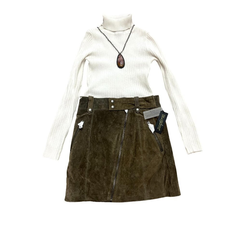 Anthropologie Blank NYC Suede Mini Skirt 100% Leather - Size 25 XS